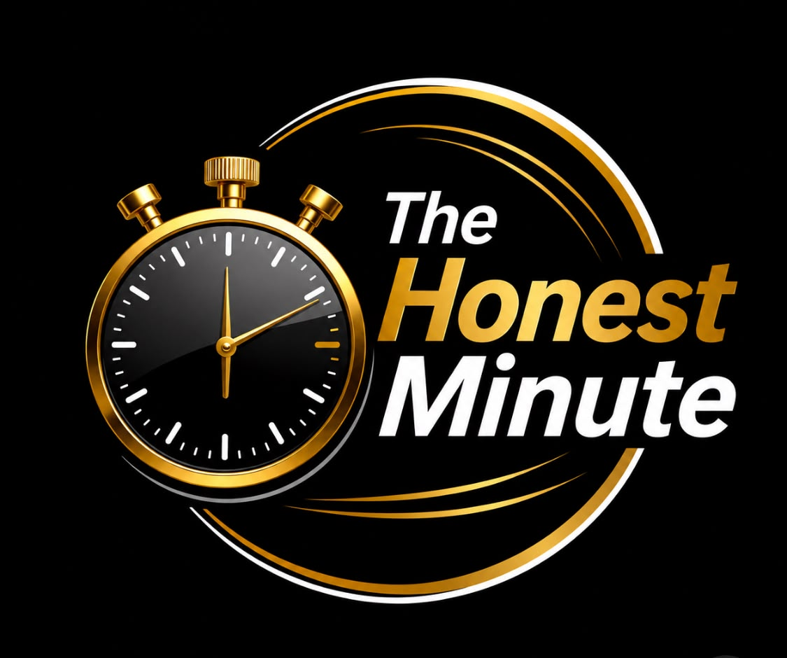 The Honest Minute — stopwatch emblem